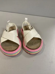 Carter's Girl's Toddler White Cris-cross Sandal W Rainbow Sole Size 4C - Picture 1 of 6