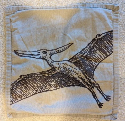 Funda decorativa de almohada/falsa Pottery Barn niños dinosaurio caqui PTERODÁCTILO 16x16 Foto 1 de 2