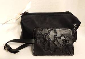 Bolsa de maquillaje de viaje Mary Kay negra satinada y etiqueta de equipaje - Imagen 1 de 9