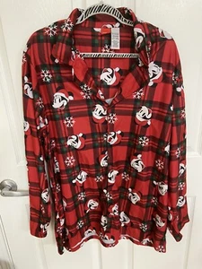Disney Mickey & Minnie Mouse Santa Pajama Top, Size XL NWOT Long Sleeve - Picture 1 of 12