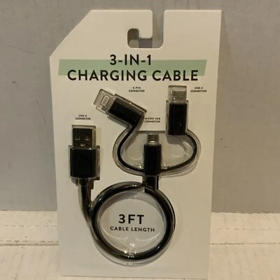 🍇 Vivitar 3 In 1  Charging Cable 3 Foot Cable Length. New ‼️ - Image 1 of 2