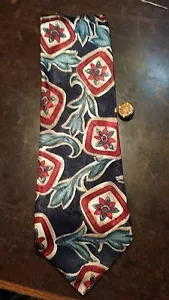 TOWNCRAFT BLAU ROT BLUMEN BLÄTTER DESIGNER HERRENKRAWATTE KOSTENLOSER VERSAND - Bild 1 von 3