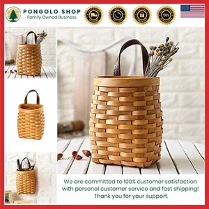 Woven Rattan Wood Basket Storage Wall Decor Fruit Vegetable Organizer - Picture 1 of 8