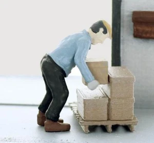 Freight Laborer Loading a Pallet with Shipping Boxes S Scale FINISHED set - Picture 1 of 1