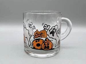 Vintage Luminarc Glass Halloween Mug Cup Trick or Treating Ghost Jack O Lanterns - Picture 1 of 7