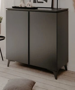 Kommode Sideboard grau und Schiefer Wohnzimmer Esszimmer Schrank 88x92 cm Visby - Bild 1 von 11