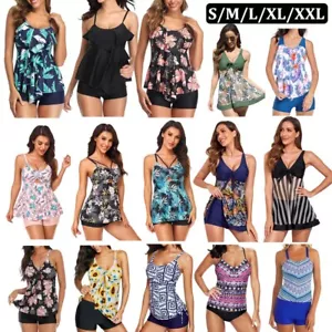 Plus Size Women Floral Swimdress 2-Piece Tankini Swimsuit Swimwear Bathing Suit - Picture 1 of 74