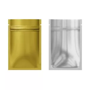 100/500/1000 Matt Gold Mylar Folie SemiClear Fenster Wiederverschließbar Flach Reißverschluss Beutel - Bild 1 von 4