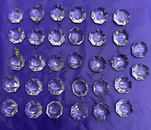 Vintage 5/8” Chandelier Octagon Crystal Glass Prism Lamp Parts - Picture 1 of 3