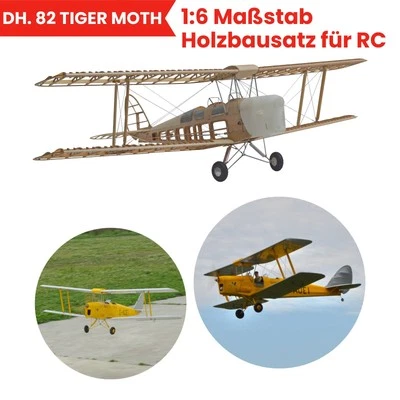 DH.82 Tiger Moth Doppeldecker Kit 1:6 1500mm Spannweite Lasercut Holz - Bild 1 von 4