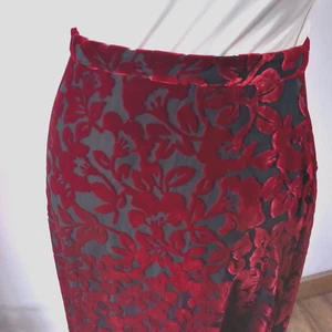 Laura Ashley Vintage Seidenmischung Samt Devore rot Maxirock passt UK 6 - 8 - Bild 1 von 15