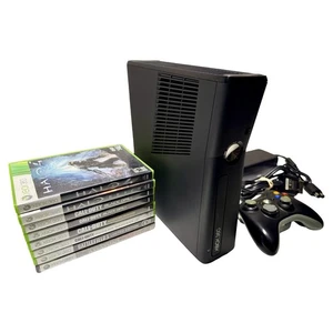 Xbox 360 Slim Konsole, 1 Controller, Strom- & AV-Kabel, 8 Spiele (GETESTET) funktioniert! - Bild 1 von 8