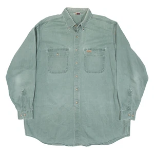 CARHARTT Mens Denim Shirt Green Long Sleeve 2XL - Picture 1 of 6