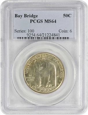 1936-S Bay Bridge Commemorative Silver  Half MS64 PCGS - Image 1 of 4