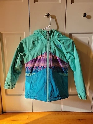 North Face Girls Small 7/8 Aqua Ski Jacket Coat Waterproof Hooded - Image 1 of 4