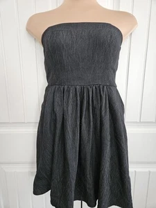 Vintage Y2K Torrid Strapless Skater Mini Dress Size 18 Charcoal - Picture 1 of 13