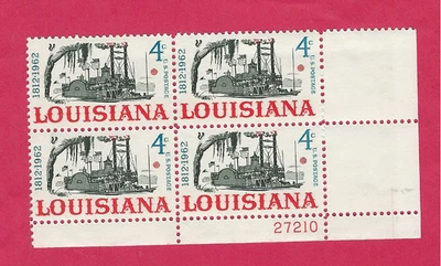 US Scott # 1197 LOUISIANA STATEHOOD 4¢ Plate BLCK 4  1962  MNH  27210LR - Image 1 of 2