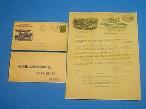 ANTICO 1908 HUBER MFG CO. TRATTORI TREBBIATRICI LETTERA CARTA INTESTATA CON COPERTINA E RISPOSTA - Foto 1 di 10