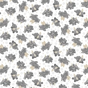 Studio E - Moonlit Dreams - Tossed Elephants - Grey, Fabric BTY - Picture 1 of 5