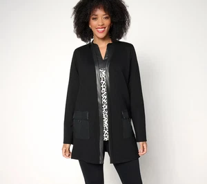 Belle by Kim Gravel Regular Ponte Duster with Faux Leather Trim (QVC) A707197 - Picture 1 of 7