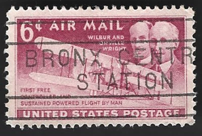 Sc#C45 6c Wright Brothers with "BRONX CENTRAL STATION" slogan cancel (A-3) - Image 1 of 2