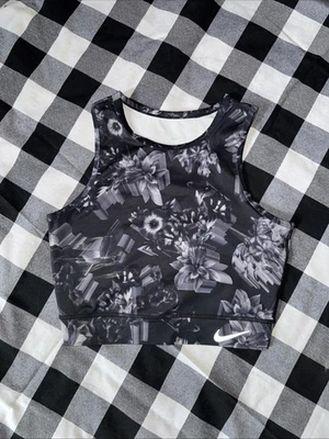 Camiseta sin mangas corta Nike negra/floral Dri-FIT para mujer’s S entrenamiento atlético Foto 1 de 3