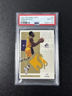 Kobe Bryant 2002-03 Upper Deck SP Game Used Jersey #42 SP JSY Short Print PSA 8 - Image 1 of 2