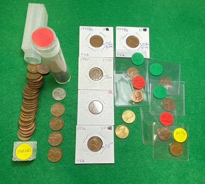 71 Error Lincolns incl 55-P Poorman's dbl die; maybe 2 46 S/D; Woodies, Errors - Image 1 of 4