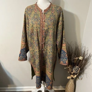 De Colección Orvis Mujeres Declaración Acolchada Larga Plumero Chaqueta Reversible Verde Cachemira L - Imagen 1 de 14