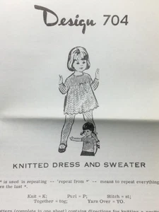 Vtg Mail Order Design 704 KNITTED DRESS & SWEATER Pattern Original - Picture 1 of 3
