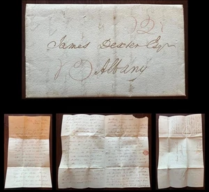 1827 Revolutionskrieg NY Landbeschlagnahme Etui Morris-Philipse & Astor Brief - Bild 1 von 5