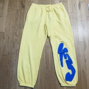 Y2K Baggy Sweatpants Streetwear Bright Yellow Harajuku Hip Hop Joggers Y*3 Print - Picture 1 of 10