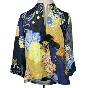 IC by Connie K Art to Wear Asymmetrical Jacket Phoenix Floral Print Size S - Picture 1 of 10