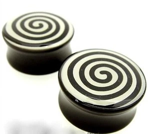 PAIR 8G 3MM SPIRAL ACRYLIC DOUBLE FLARED PLUGS PLUG - Picture 1 of 1