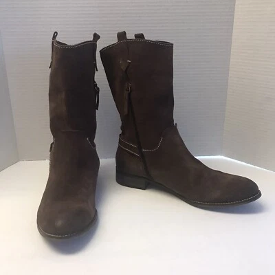MTNG Women's Size EU 41-US 10-10.5B Brown Suede Flat Boots Side Zip - Image 1 of 4