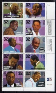 1995 ESTADOS UNIDOS USA MÚSICOS JAZZ 10 V EN BLOQUE MNH MF29659 - Imagen 1 de 1