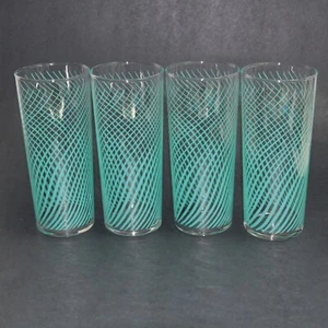 ๐ Vintage Libbey Teal Swirl Tumbler Glasses Set of 4 โ 6.5" Excellent Condition - Picture 1 of 3