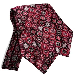 Burgundy Geometric Jacquard Cravat/Ascot (Handmade) - Picture 1 of 3