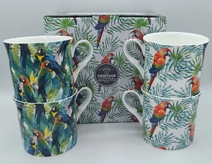 Heritage Stoke-on-Trent 4x Fine Bone China Mugs "Tropics" - Picture 1 of 3