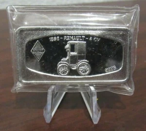 Vintage 1898 Renault 4CV Intercoins Sterling Silver Bar - 60 Grams - Picture 1 of 2