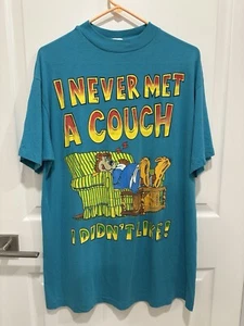 Camiseta vintage de papá talla XL azul I Never Met A Couch I Didn't Like cita años 90 - Imagen 1 de 16