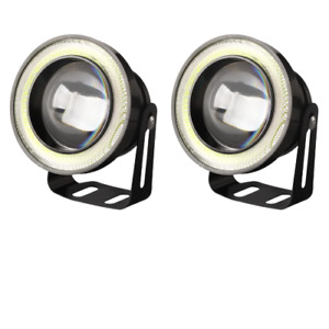 2x White 3.5" LED Fog Light Lamp Projector Halo Angel Eye Ring Light White 6000K