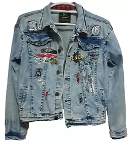 Distressed Torn Denim Jacket Sacred Crown Thrashed Clothing Legend Size XL / 12 - Picture 1 of 12