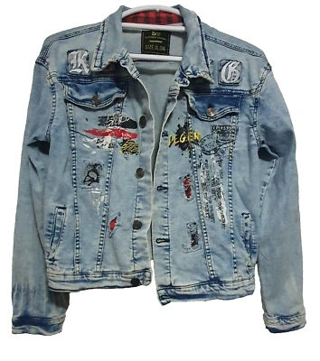 Chaqueta Denim Desgastada Corona Sagrada Ropa Golpeada Leyenda Talla XL/12 Foto 1 de 4