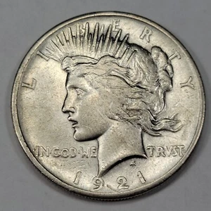 1921 Peace Silver Dollar $1 High Relief Nice AU First Year Cleaned Silver *J545 - Picture 1 of 2