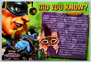 Postal ¿Sabías que? Datos curiosos de trivia de Mardi Gras New Orleans Louisiana - Imagen 1 de 2