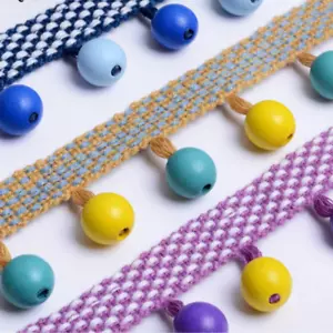 12 Yards / 9 Colors / AMRIS Beaded Ball Tassel Fringe Trim - Picture 1 of 15