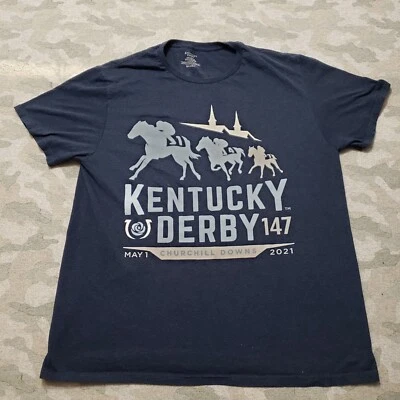 Мужская рубашка Kentucky Derby большой синий пуловер с коротким рукавом - Изображение 1 из 4