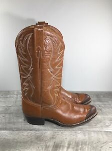 Vintage Dan Post Cowboy Western Brown Soft Leather Men’s Pull On Boots Size 11