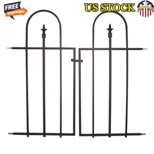Black Metal Triple Arch Garden Gate Traditional Design Secure Mounting Home New - Picture 1 of 2